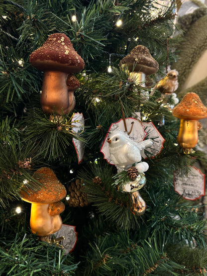 FUngo di Natale Oro con Uccellino Dorato